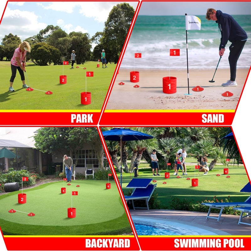 LHPY 9 Holes Backyard Outdoor Golf Games with 2 Adjustable Clubs and 9 LED Light, Lawn Golf Game for Adults to Practice for Camping,Party,Backyard,Beach ﻿ - Image 4